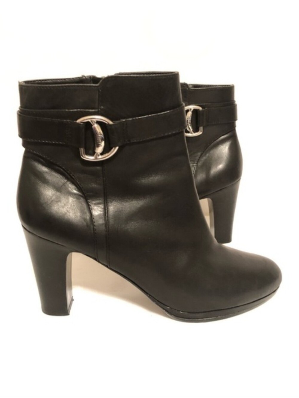 Ralph Lauren Mandy black leather heel booties